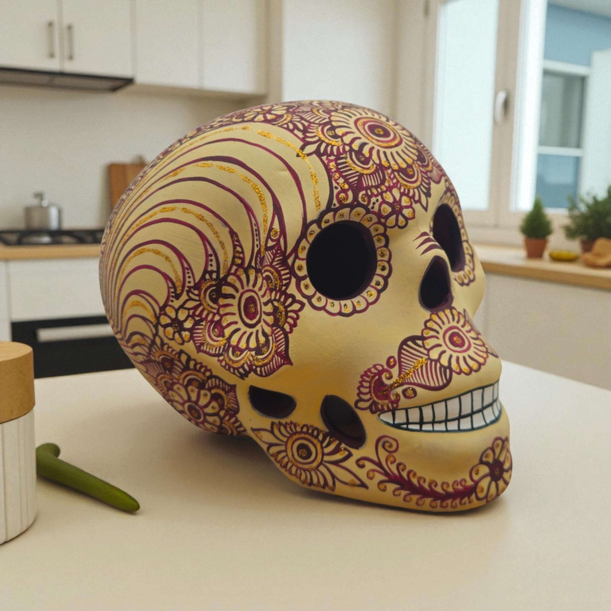 Talavera Calavera Skull | Hand - Painted Ceramic Decor Guerrero Statue La Vie Bien Talavera Calavera Skull | Hand - Painted Ceramic Decor
