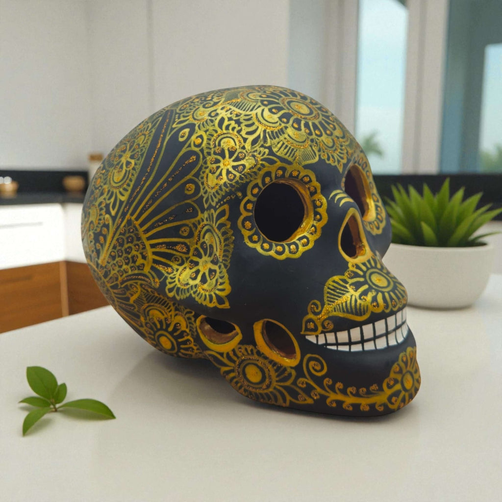 Talavera Calavera Skull | Hand-Painted Ceramic Decor Guerrero Statue La Vie Bien Talavera Calavera Skull | Hand-Painted Ceramic Decor