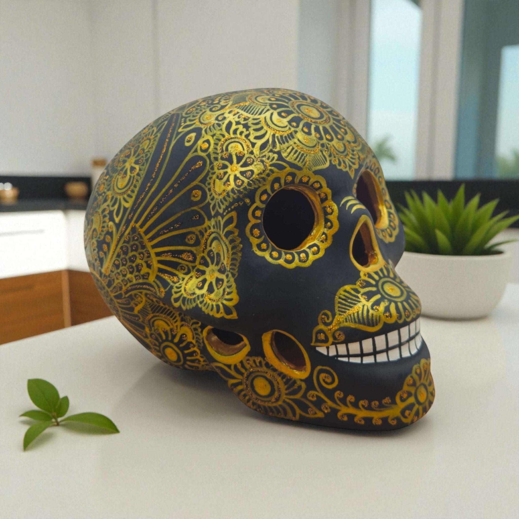 Talavera Calavera Skull | Hand - Painted Ceramic Decor Guerrero Statue La Vie Bien Talavera Calavera Skull | Hand - Painted Ceramic Decor