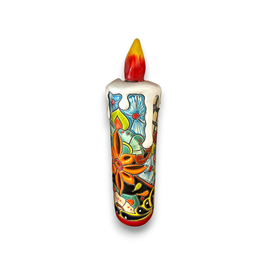 Talavera Candle Figurine | Hand - Painted Decorative Mexican Ceramic Art Talavera Figurine La Vie Bien Talavera Candle Figurine | Hand - Painted Decorative Mexican Ceramic Art