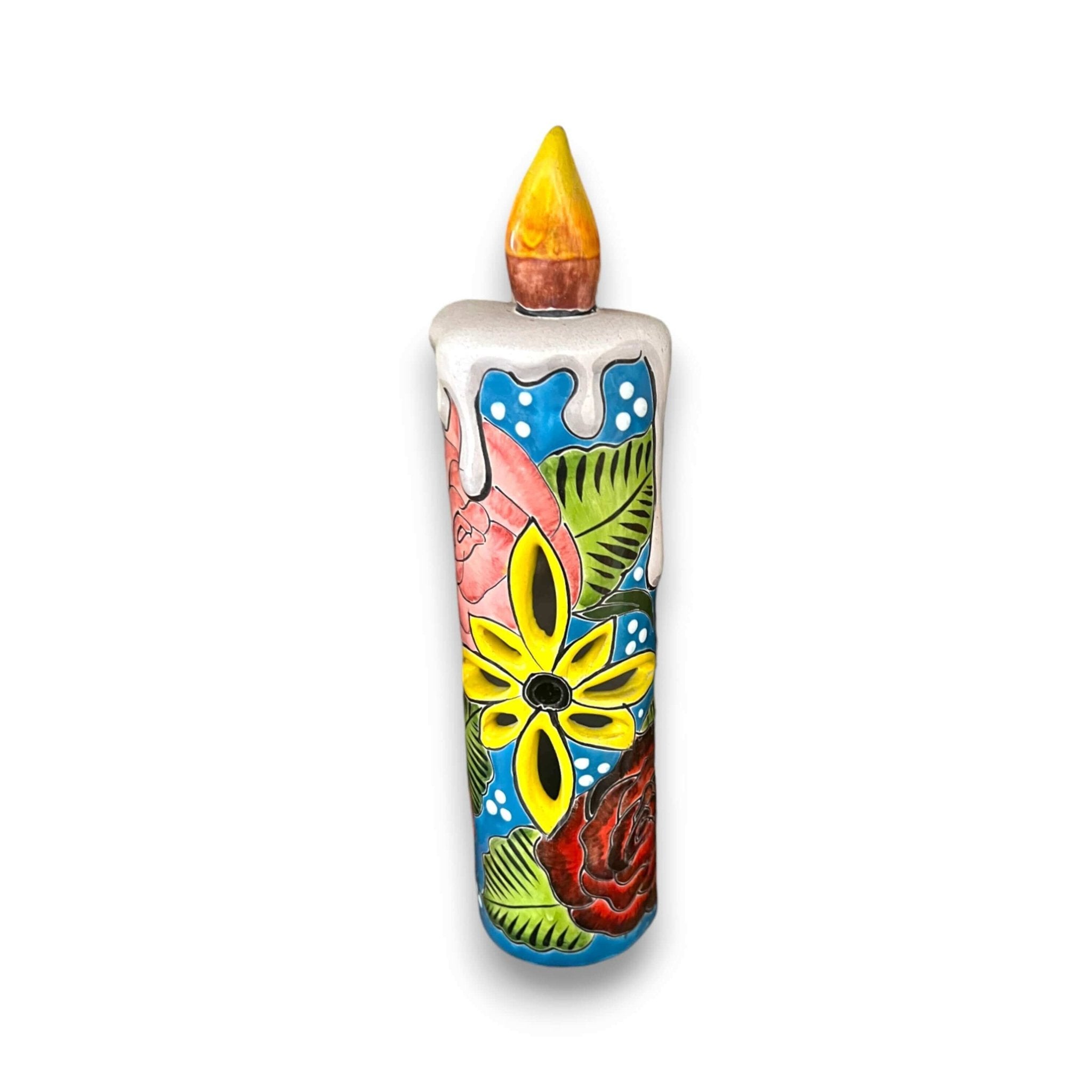 Talavera Candle Figurine | Hand-Painted Decorative Mexican Ceramic Art Talavera Figurine La Vie Bien Talavera Candle Figurine | Hand-Painted Decorative Mexican Ceramic Art