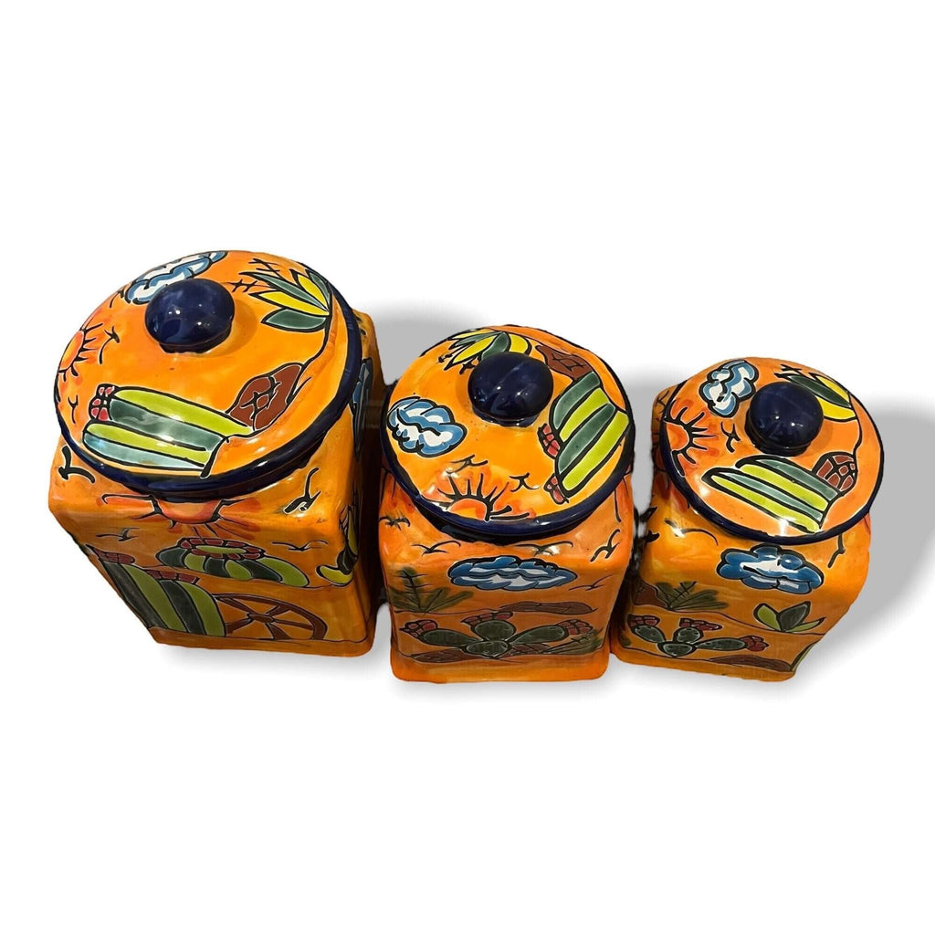 Talavera Canister Set | Colorful Handmade Panchito Pottery Talavera Canister Set La Vie Bien Talavera Canister Set | Colorful Handmade Panchito Pottery