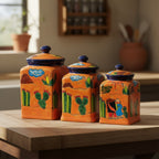 Talavera Canister Set | Colorful Handmade Panchito Pottery Talavera Canister Set La Vie Bien Talavera Canister Set | Colorful Handmade Panchito Pottery