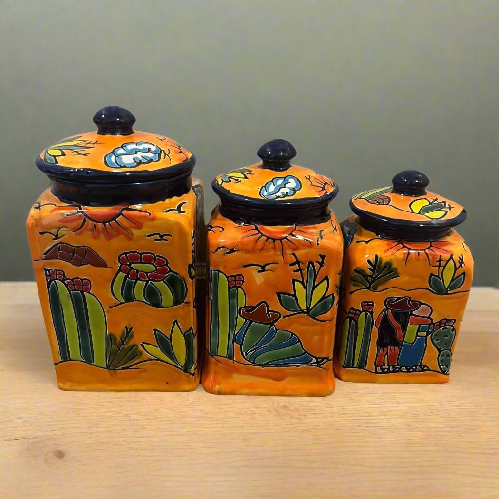 Talavera Canister Set | Colorful Handmade Panchito Pottery Talavera Canister Set La Vie Bien Talavera Canister Set | Colorful Handmade Panchito Pottery