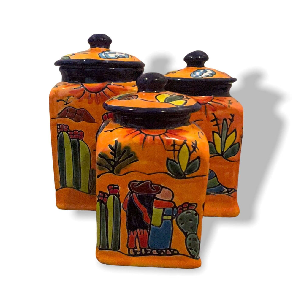 Talavera Canister Set | Colorful Handmade Panchito Pottery Talavera Canister Set La Vie Bien Talavera Canister Set | Colorful Handmade Panchito Pottery