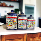 Talavera Canister Set | Dark Blue Mexican Kitchen Storage Jars Talavera Canister Set La Vie Bien Talavera Canister Set | Dark Blue Mexican Kitchen Storage Jars