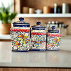Talavera Canister Set | Dark Blue Mexican Kitchen Storage Jars Talavera Canister Set La Vie Bien Talavera Canister Set | Dark Blue Mexican Kitchen Storage Jars