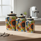 Talavera Canister Set | Sunflower Butterfly Kitchen Decor Talavera Canister Set La Vie Bien Talavera Canister Set | Sunflower Butterfly Kitchen Decor