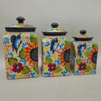 Talavera Canister Set | Sunflower Butterfly Kitchen Decor