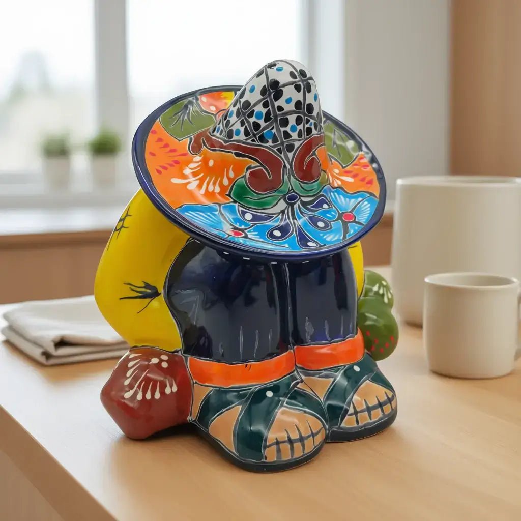 Talavera Canister with Lid | Sleeping Panchito Mexican Pottery Jar Talavera Canister Set La Vie Bien Talavera Canister with Lid | Sleeping Panchito Mexican Pottery Jar