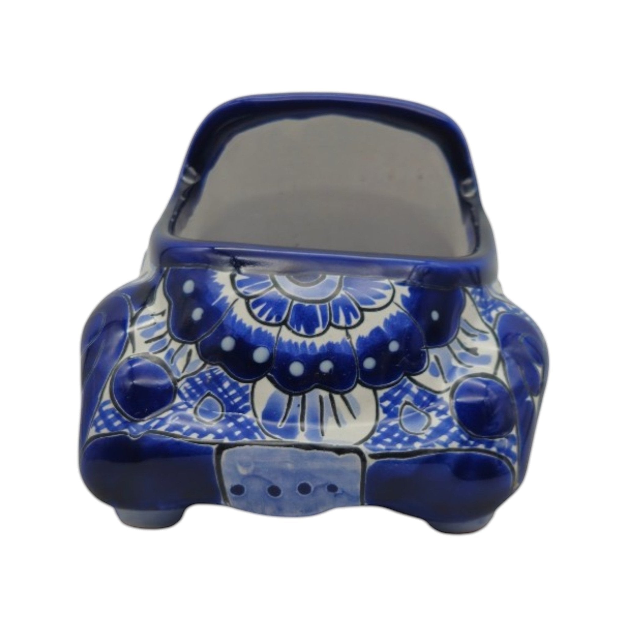 Talavera Car Planter | Small Blue & White Handmade Ceramic Pot Talavera Planter La Vie Bien Talavera Car Planter | Small Blue & White Handmade Ceramic Pot