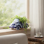 Talavera Car Planter | Small Blue & White Handmade Ceramic Pot Talavera Planter La Vie Bien Talavera Car Planter | Small Blue & White Handmade Ceramic Pot