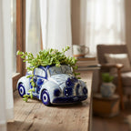 Talavera Car Planter | Small Blue & White Handmade Ceramic Pot Talavera Planter La Vie Bien Talavera Car Planter | Small Blue & White Handmade Ceramic Pot
