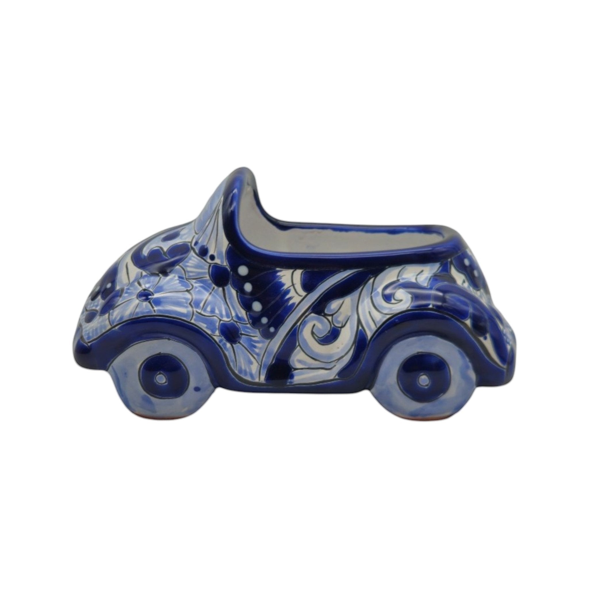 Talavera Car Planter | Small Blue & White Handmade Ceramic Pot Talavera Planter La Vie Bien Talavera Car Planter | Small Blue & White Handmade Ceramic Pot