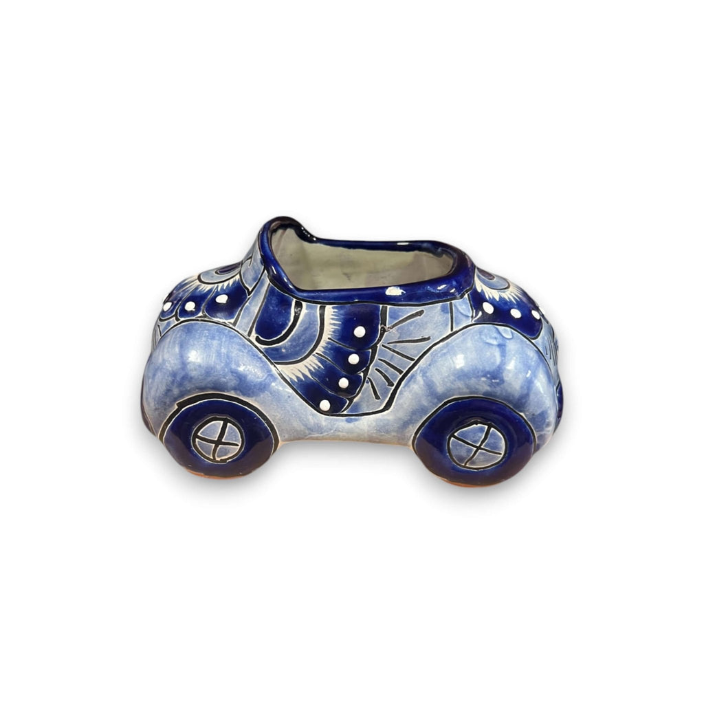 Talavera Car Planter | Small Blue & White Handmade Ceramic Pot Talavera Planter La Vie Bien Talavera Car Planter | Small Blue & White Handmade Ceramic Pot
