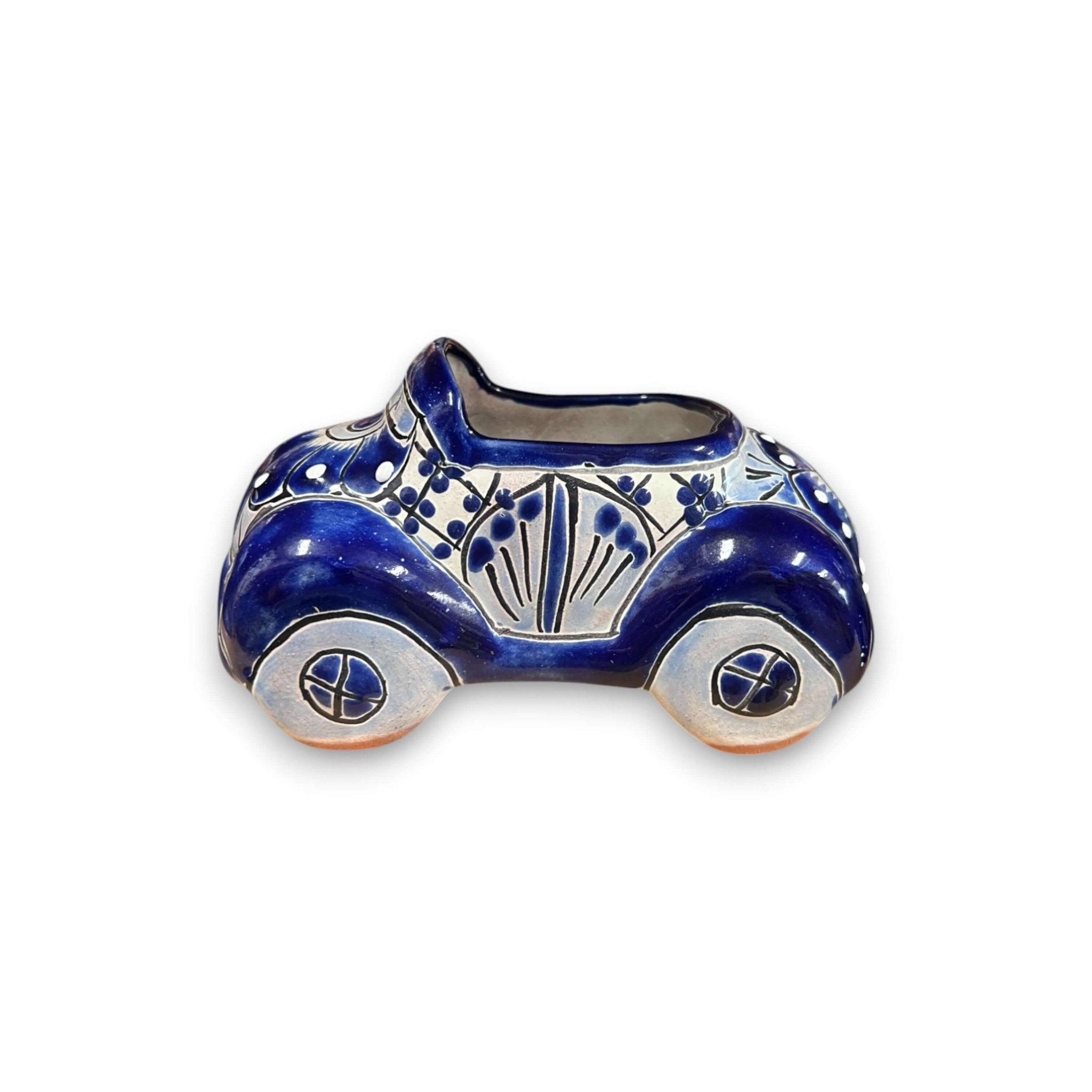 Talavera Car Planter | Small Blue & White Handmade Ceramic Pot Talavera Planter La Vie Bien Talavera Car Planter | Small Blue & White Handmade Ceramic Pot