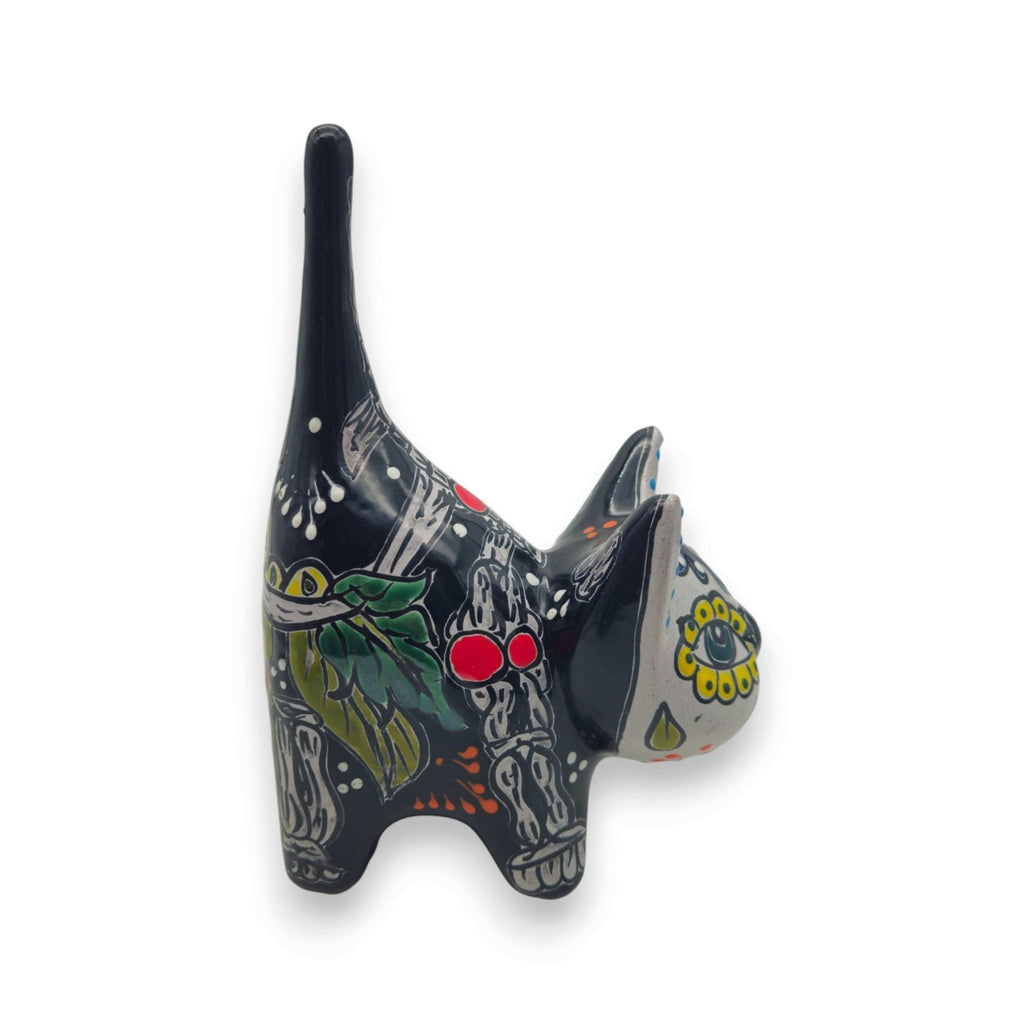 Talavera Cat Figurine | Day of the Dead Handcrafted Art Talavera Statue La Vie Bien Talavera Cat Figurine | Day of the Dead Handcrafted Art