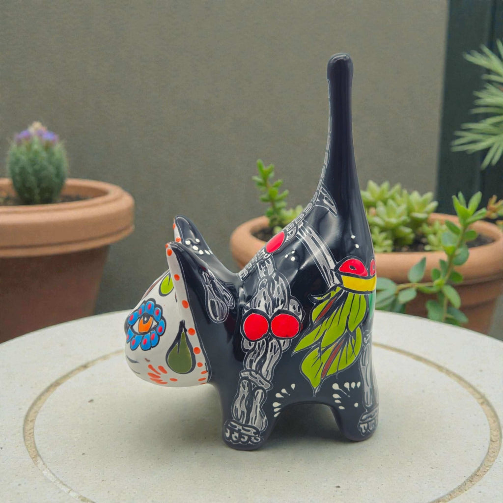 Talavera Cat Figurine | Day of the Dead Handcrafted Art Talavera Statue La Vie Bien Talavera Cat Figurine | Day of the Dead Handcrafted Art