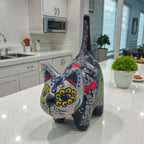 Talavera Cat Figurine | Day of the Dead Handcrafted Art Talavera Statue La Vie Bien Talavera Cat Figurine | Day of the Dead Handcrafted Art