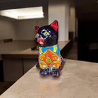 Talavera Cat Figurine | Hand - Painted Mexican Folk Art Home Decor Talavera Statue La Vie Bien Talavera Cat Figurine | Hand - Painted Mexican Folk Art Home Decor