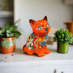 Talavera Cat Figurine | Hand - Painted Mexican Folk Art Home Decor Talavera Statue La Vie Bien Talavera Cat Figurine | Hand - Painted Mexican Folk Art Home Decor