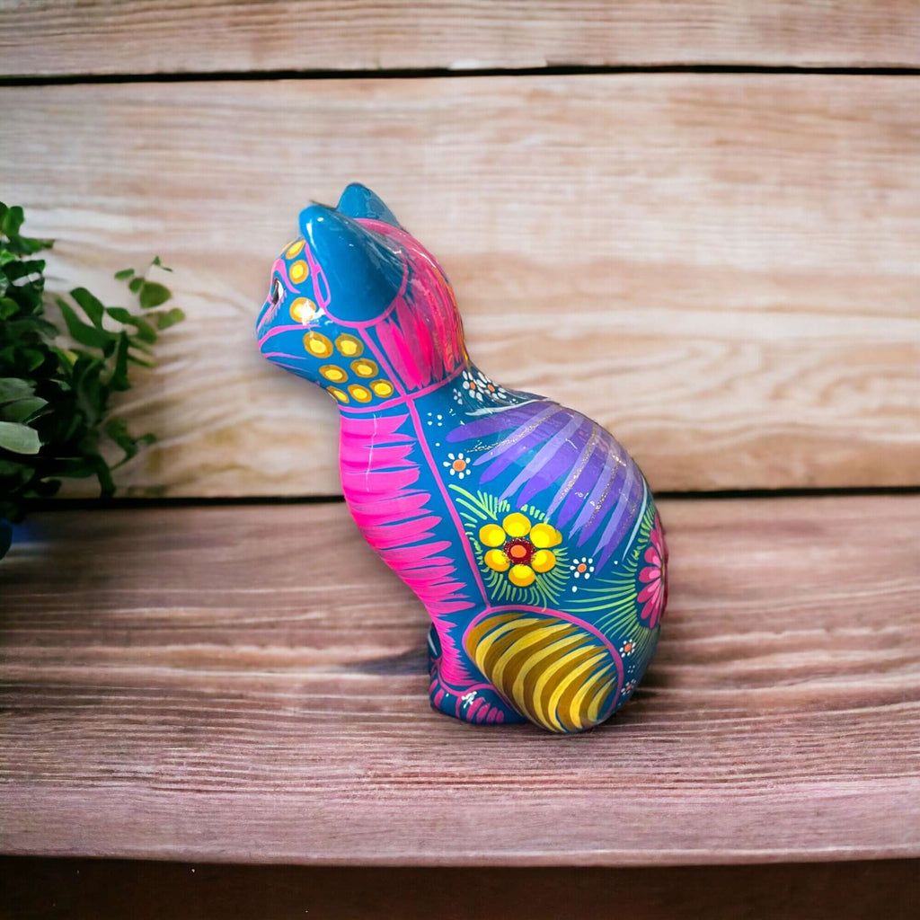 Talavera Cat Piggy Bank | Hand - Painted Mexican Ceramic Coin Holder Guerrero Piggy Bank La Vie Bien Talavera Cat Piggy Bank | Hand - Painted Mexican Ceramic Coin Holder