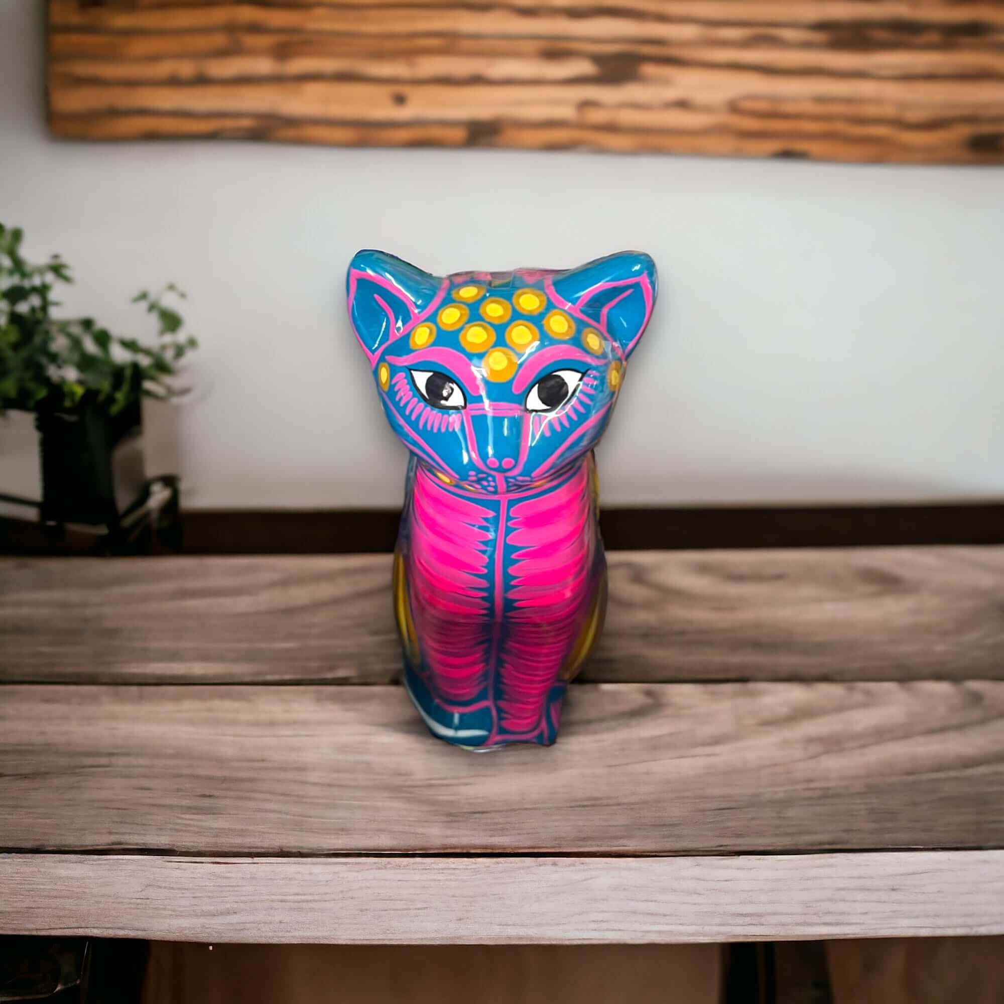 Talavera Cat Piggy Bank | Hand - Painted Mexican Ceramic Coin Holder Guerrero Piggy Bank La Vie Bien Talavera Cat Piggy Bank | Hand - Painted Mexican Ceramic Coin Holder