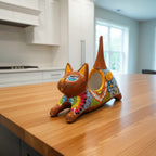 Talavera Cat Planter | Colorful Handcrafted Stretching Animal Pot Talavera Planter La Vie Bien Talavera Cat Planter | Colorful Handcrafted Stretching Animal Pot