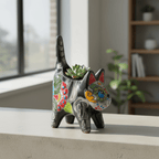 Talavera Cat Planter | Day of the Dead Ceramic Decor Talavera Planter La Vie Bien Talavera Cat Planter | Day of the Dead Ceramic Decor