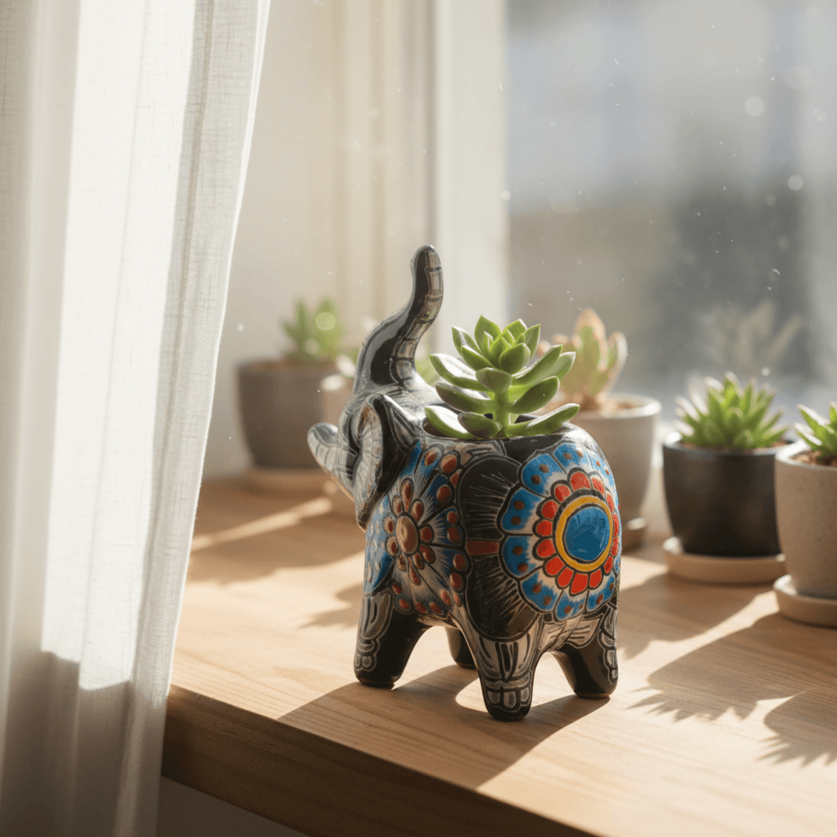 Talavera Cat Planter | Day of the Dead Ceramic Decor Talavera Planter La Vie Bien Talavera Cat Planter | Day of the Dead Ceramic Decor