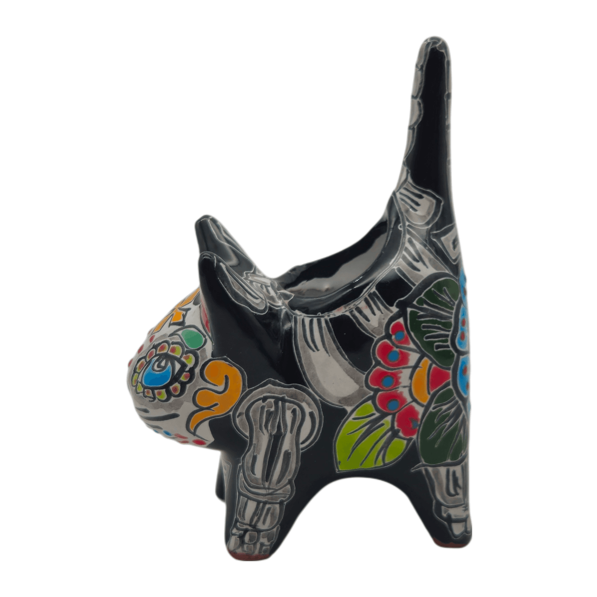 Talavera Cat Planter | Day of the Dead Ceramic Decor Talavera Planter La Vie Bien Talavera Cat Planter | Day of the Dead Ceramic Decor