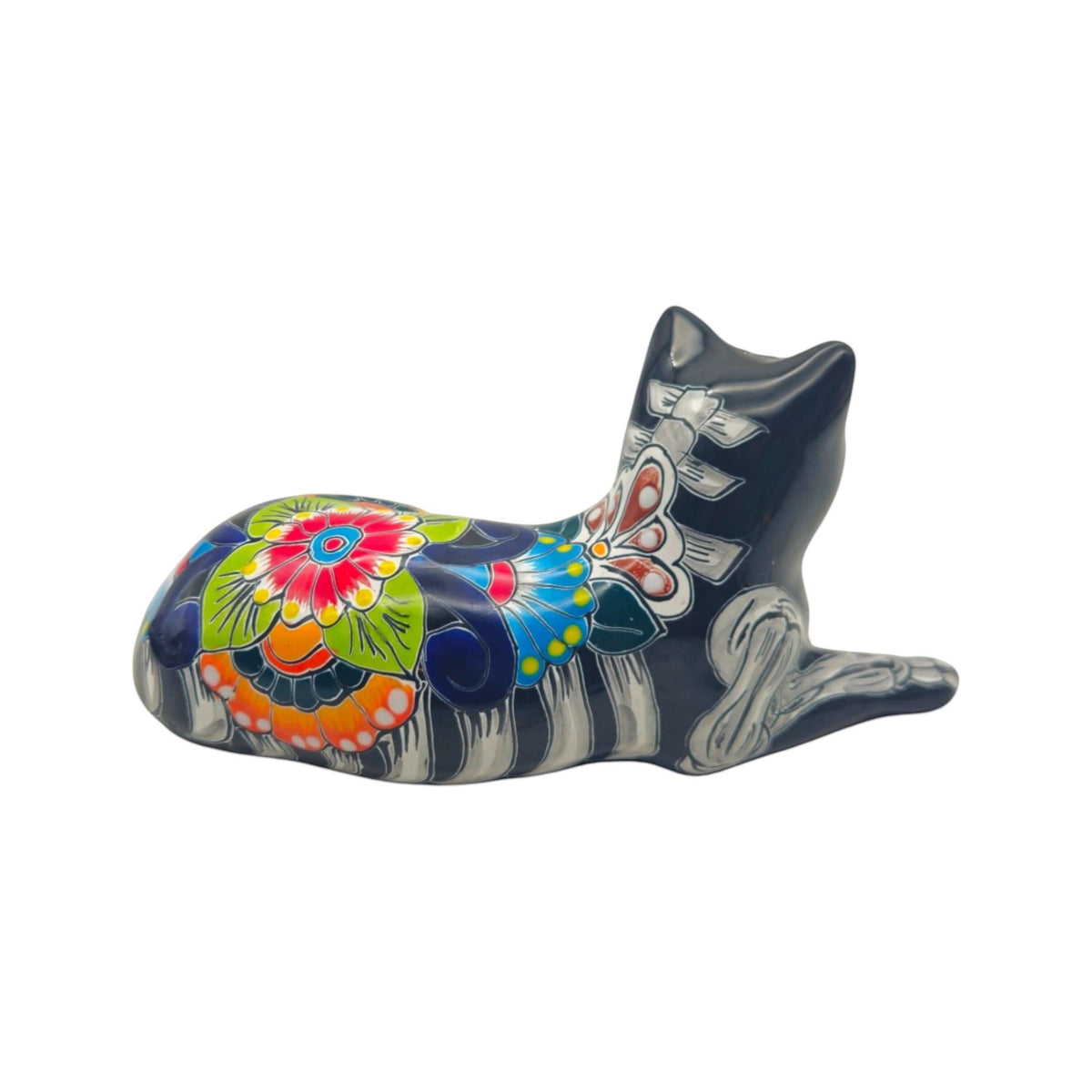 Talavera Cat Statue | Day of the Dead Mexican Ceramic Decor Talavera Figurine La Vie Bien Talavera Cat Statue | Day of the Dead Mexican Ceramic Decor