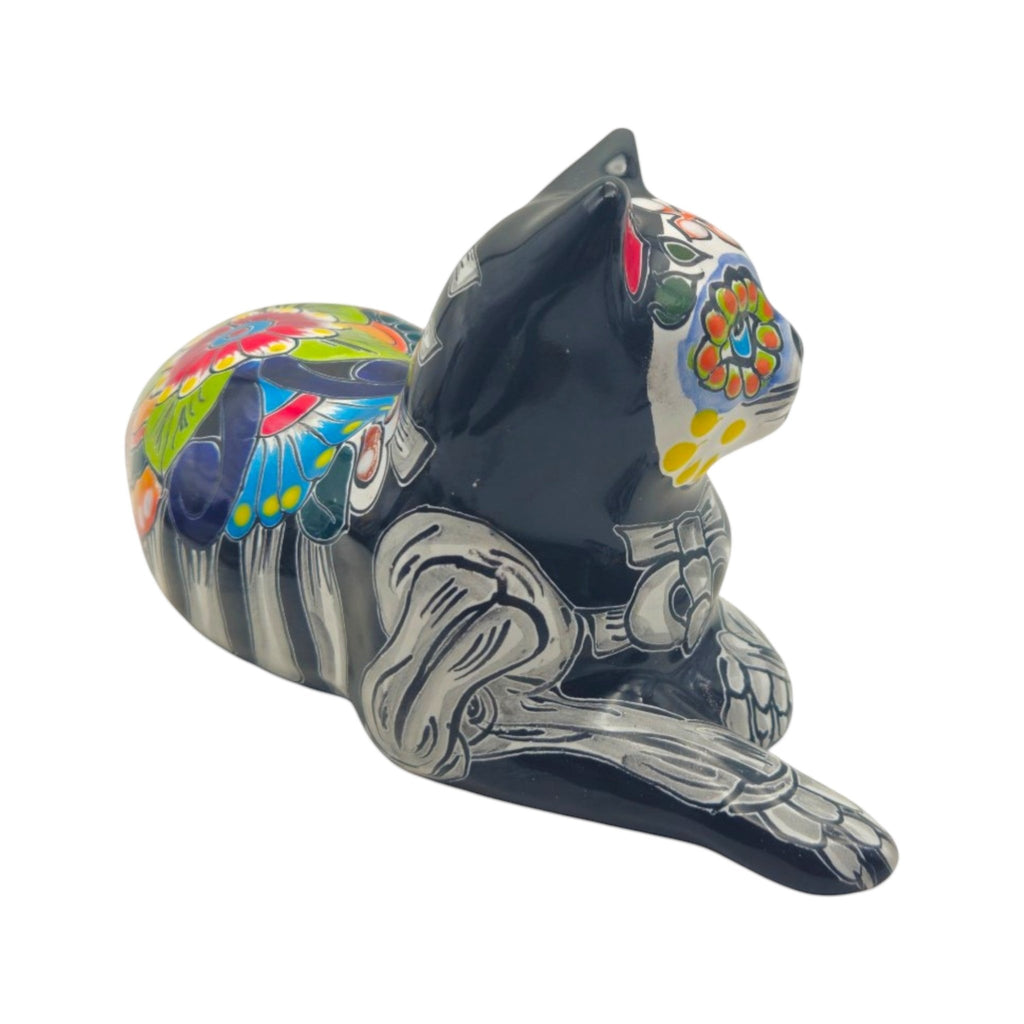 Talavera Cat Statue | Day of the Dead Mexican Ceramic Decor Talavera Figurine La Vie Bien Talavera Cat Statue | Day of the Dead Mexican Ceramic Decor