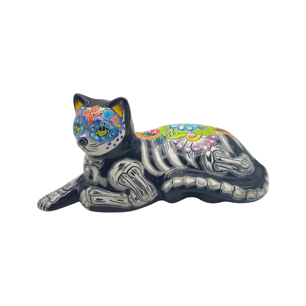 Talavera Cat Statue | Day of the Dead Mexican Ceramic Decor Talavera Figurine La Vie Bien Talavera Cat Statue | Day of the Dead Mexican Ceramic Decor