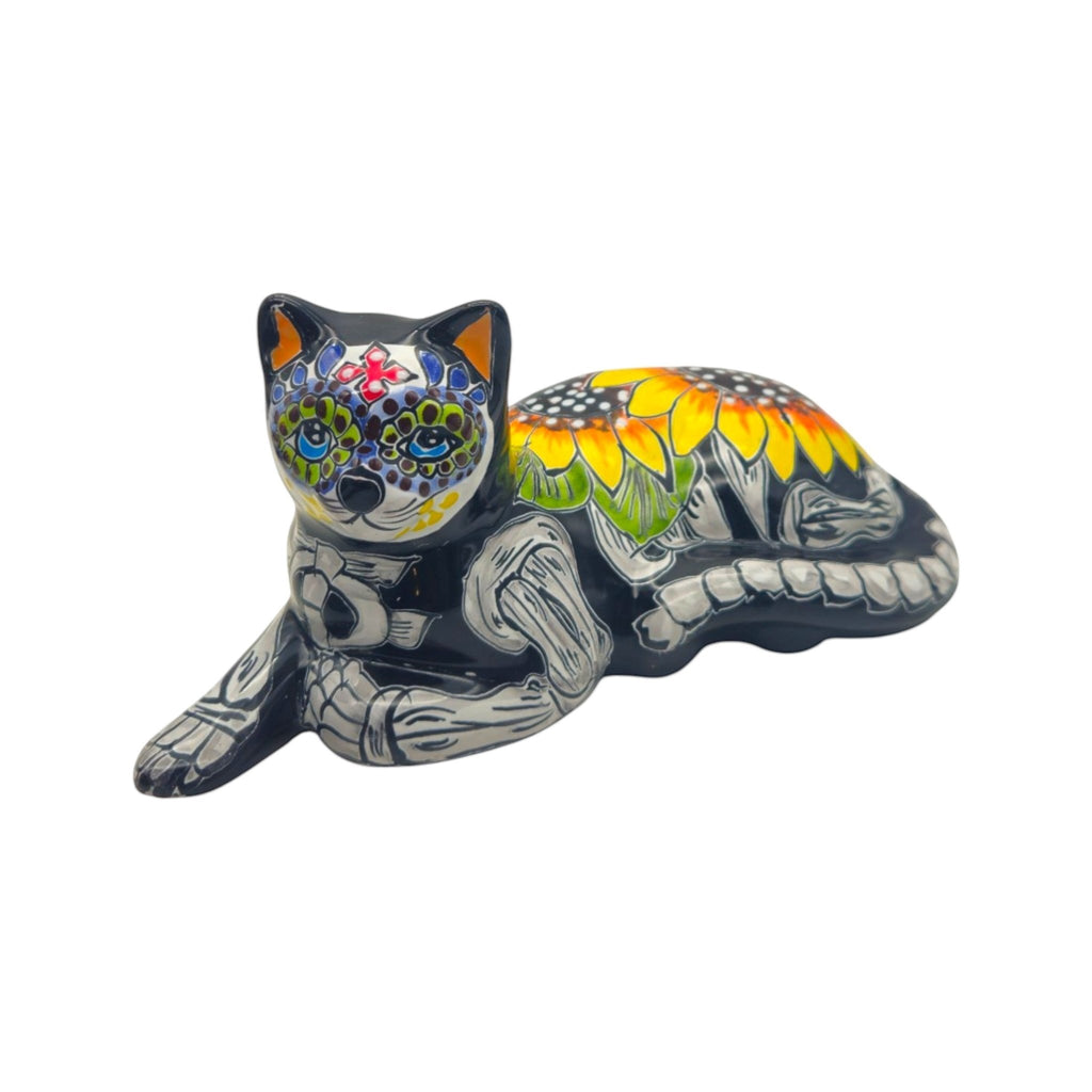 Talavera Cat Statue | Day of the Dead Mexican Ceramic Decor Talavera Figurine La Vie Bien Talavera Cat Statue | Day of the Dead Mexican Ceramic Decor