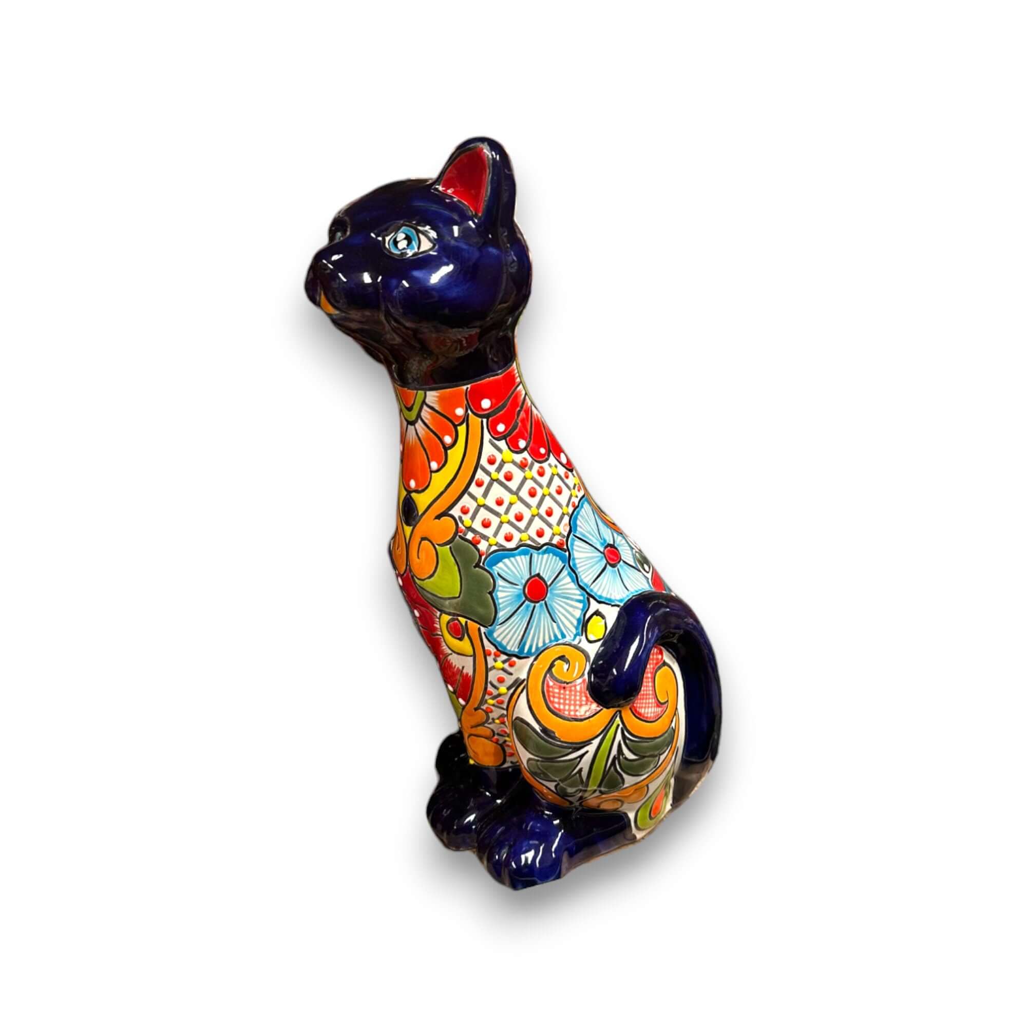 Talavera Cat Statue | Hand-Painted Mexican Ceramic Figurine Talavera Statue La Vie Bien Talavera Cat Statue | Hand-Painted Mexican Ceramic Figurine