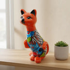 Talavera Cat Statue | Hand - Painted Mexican Ceramic Figurine Talavera Statue La Vie Bien Talavera Cat Statue | Hand - Painted Mexican Ceramic Figurine