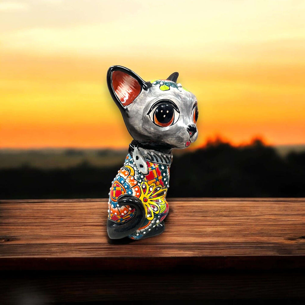 Talavera Cat Statue | Hand - Painted Mexican Folk Art Figurine Talavera Statue La Vie Bien Talavera Cat Statue | Hand - Painted Mexican Folk Art Figurine