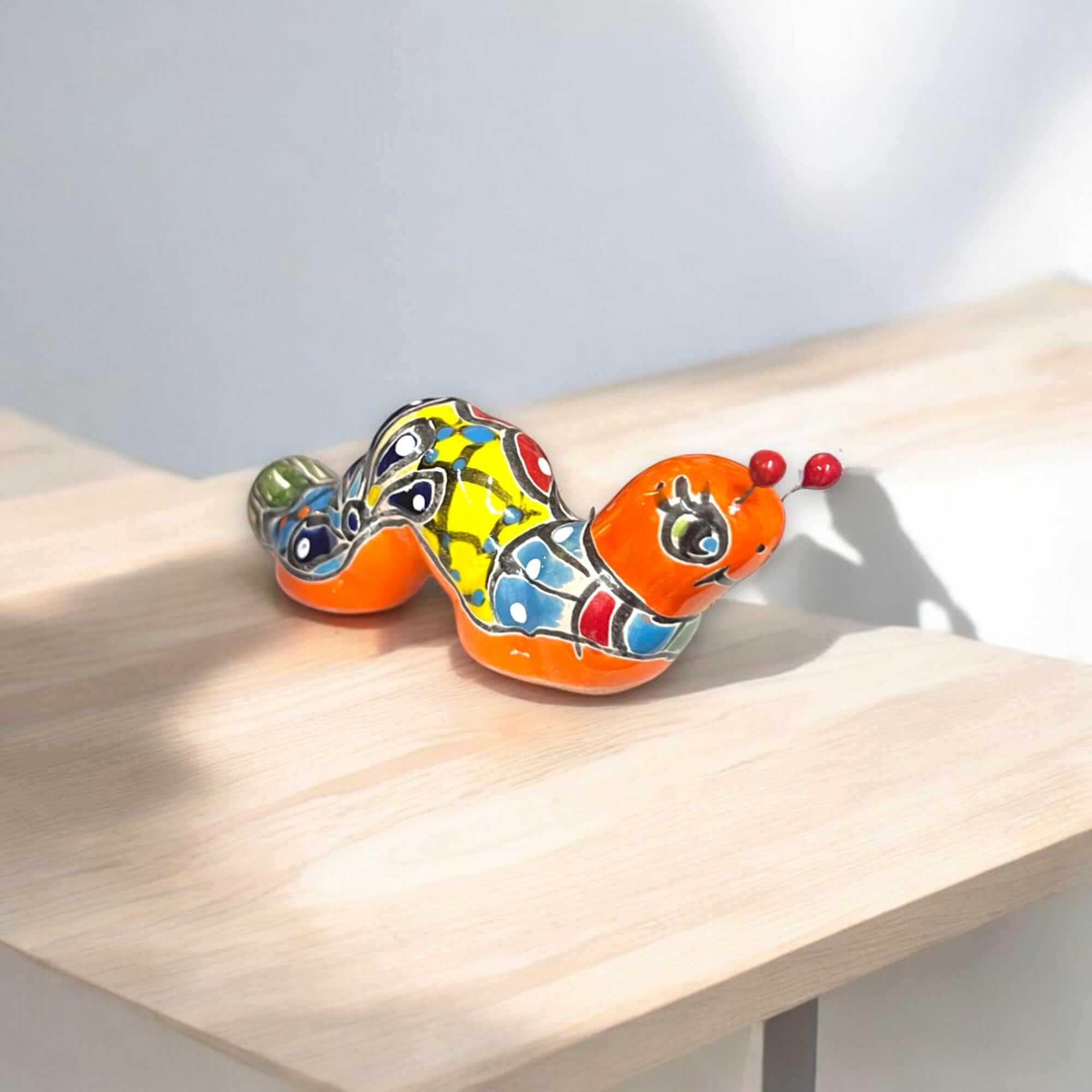 Talavera Caterpillar Art | Handcrafted Mexican Ceramic Figurine Talavera Figurine La Vie Bien Talavera Caterpillar Art | Handcrafted Mexican Ceramic Figurine