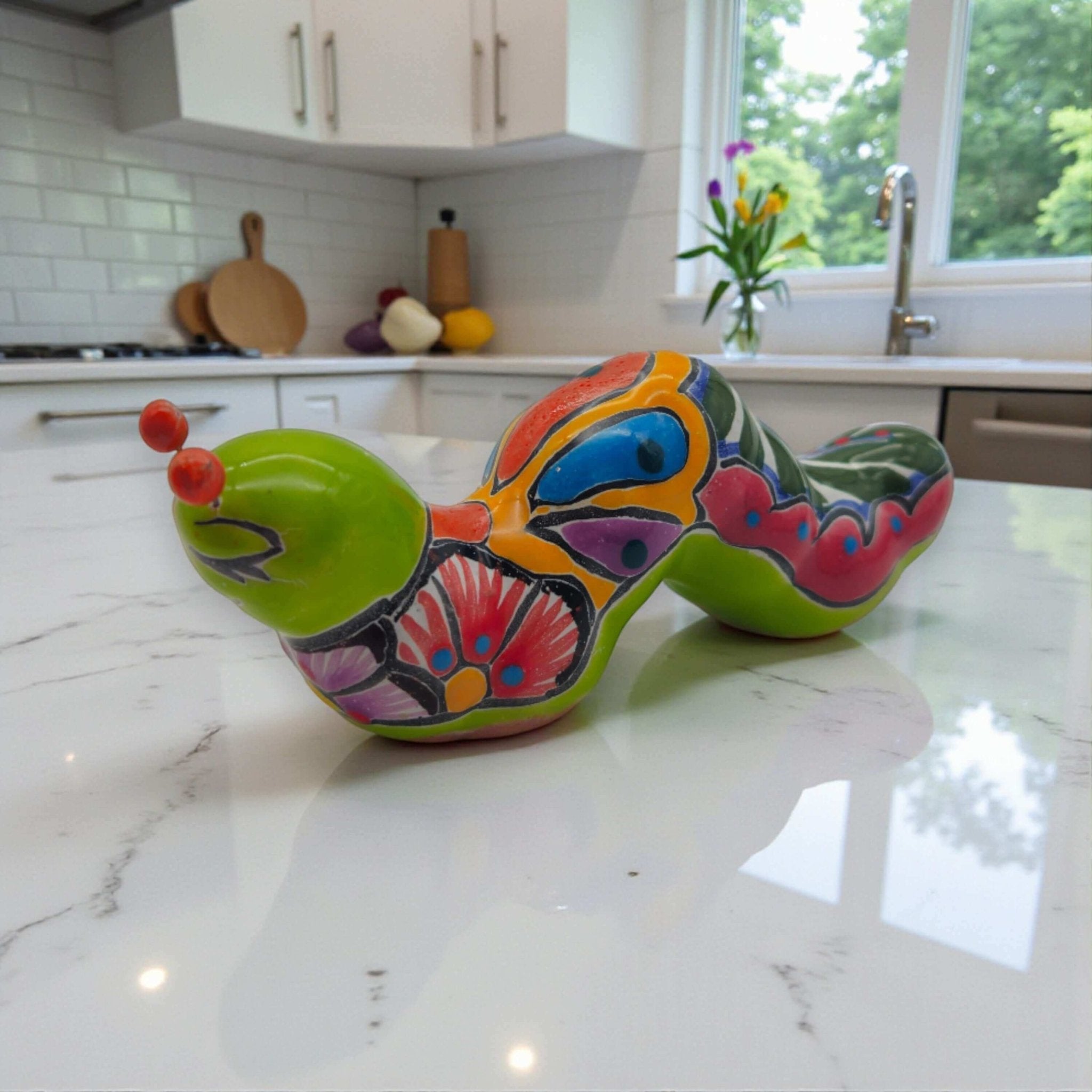 Talavera Caterpillar Art | Handcrafted Mexican Ceramic Figurine Talavera Figurine La Vie Bien Talavera Caterpillar Art | Handcrafted Mexican Ceramic Figurine