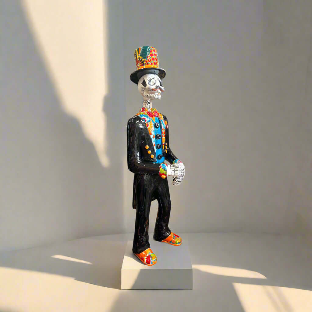 Talavera Catrin Statue | 33" Day of the Dead Figurine Talavera Statue La Vie Bien Talavera Catrin Statue | 33" Day of the Dead Figurine