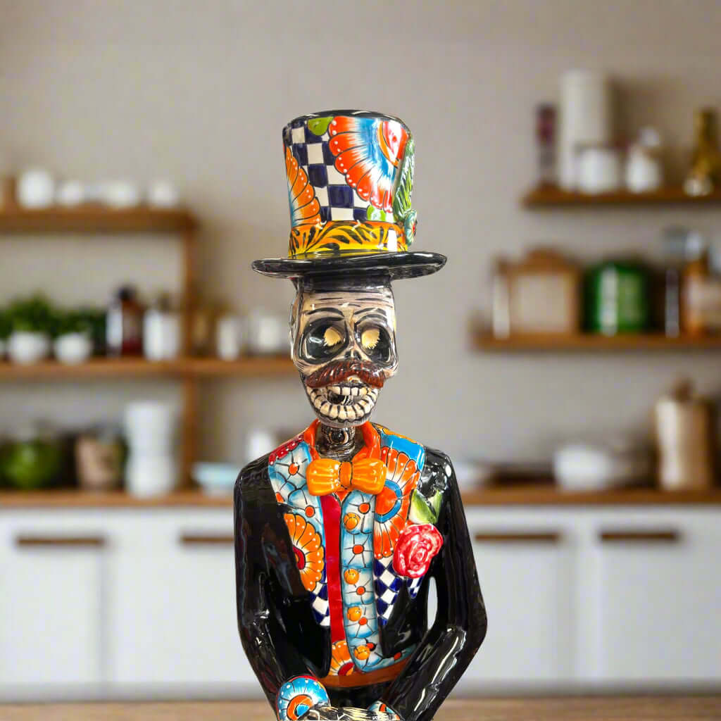 Talavera Catrin Statue | 33" Day of the Dead Figurine Talavera Statue La Vie Bien Talavera Catrin Statue | 33" Day of the Dead Figurine
