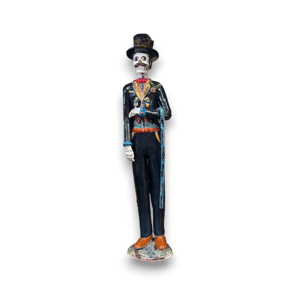 Talavera Catrin Statue | Hand-Painted Day of the Dead Skeleton Man Talavera Figurine La Vie Bien Talavera Catrin Statue | Hand-Painted Day of the Dead Skeleton Man