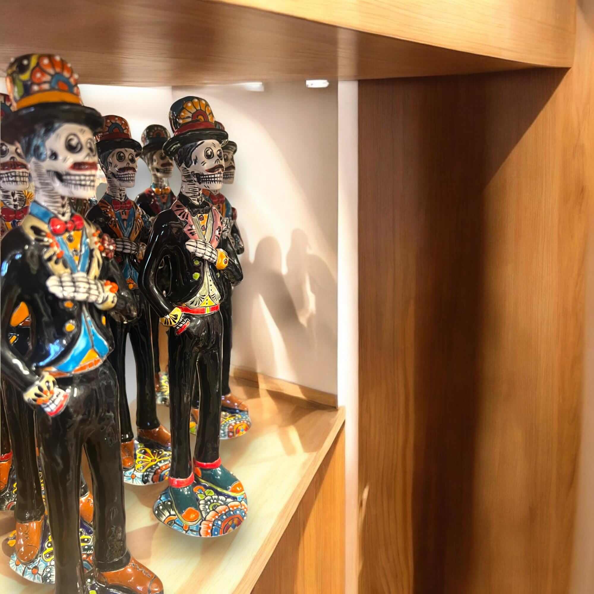 Talavera Catrin Statue | Hand - Painted Day of the Dead Skeleton Man Talavera Figurine La Vie Bien Talavera Catrin Statue | Hand - Painted Day of the Dead Skeleton Man