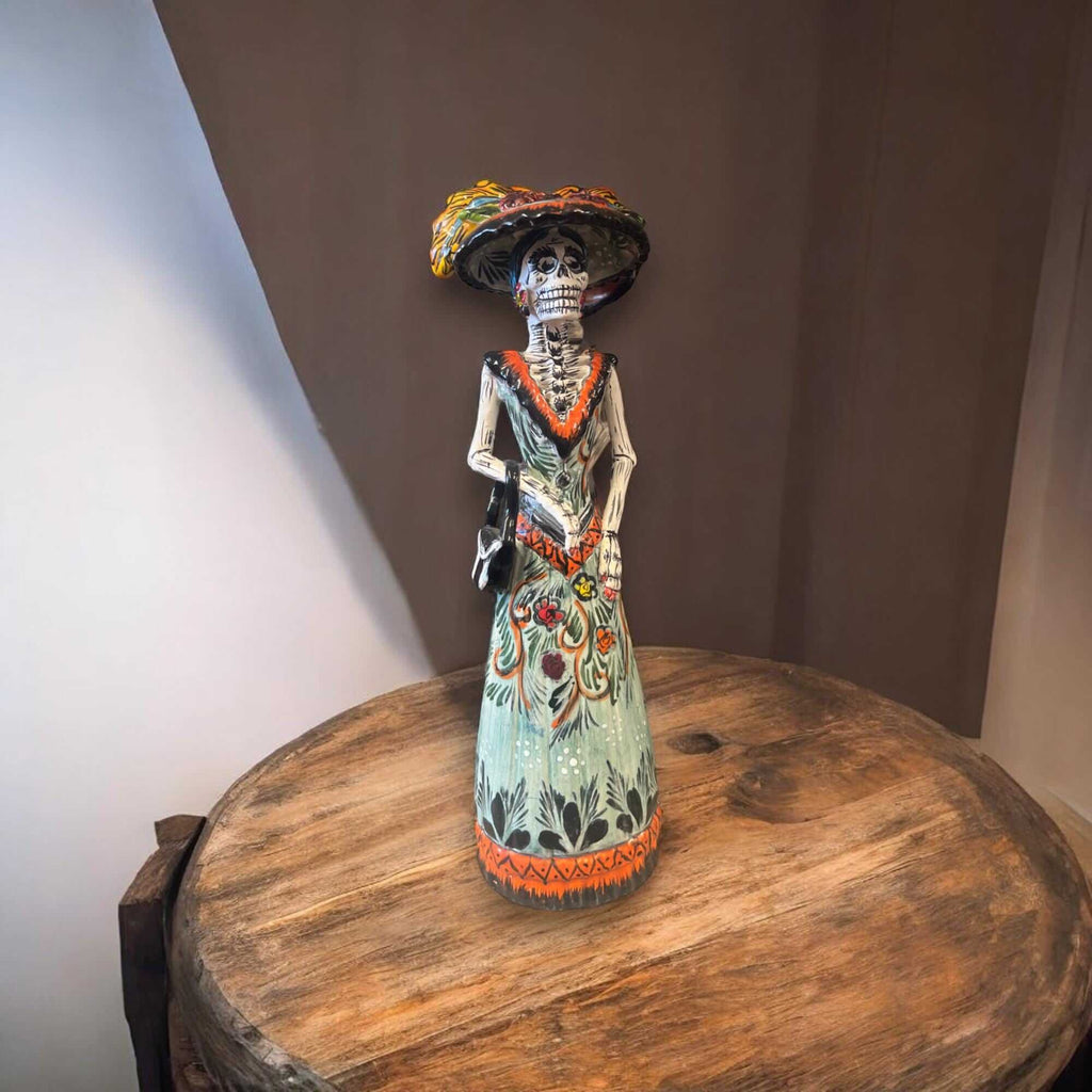 Talavera Catrina Figurine | Handmade Day of the Dead Skeleton Art Talavera Figurine La Vie Bien Talavera Catrina Figurine | Handmade Day of the Dead Skeleton Art