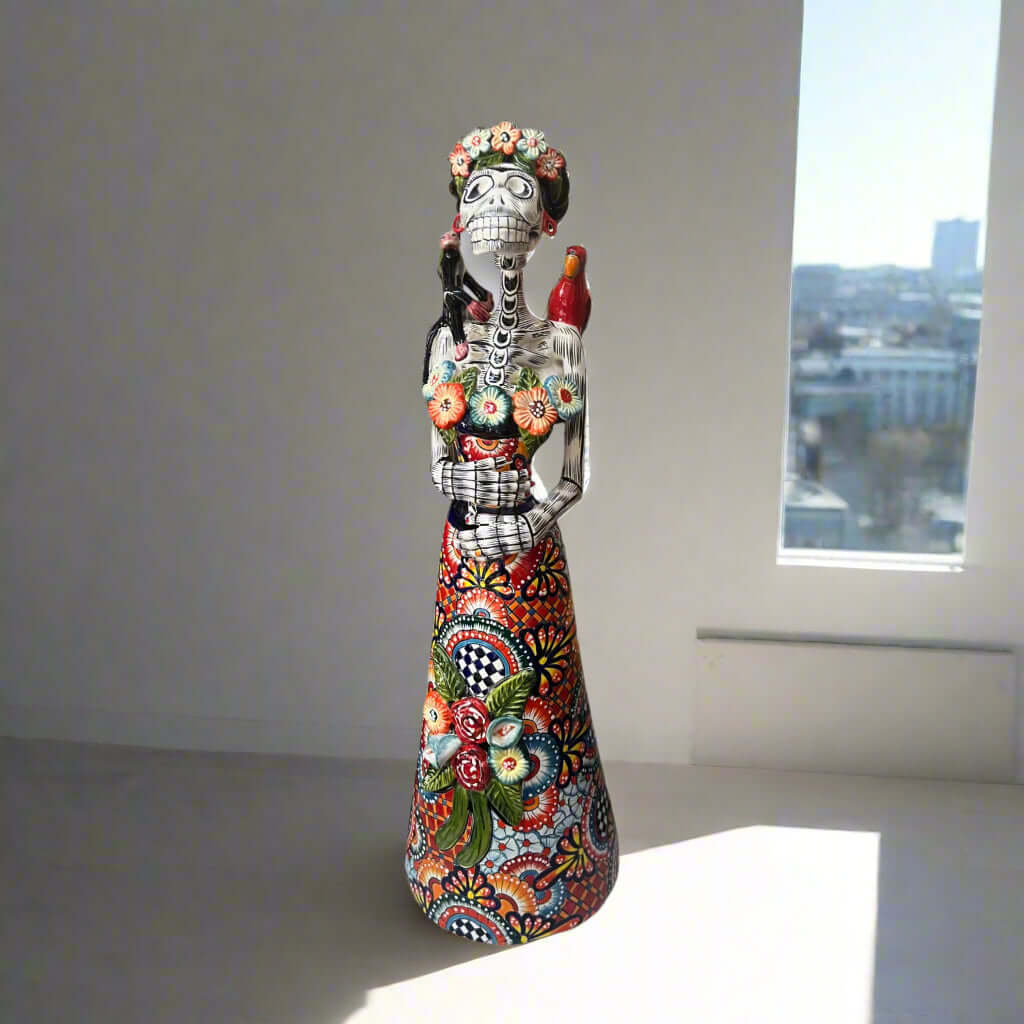 Talavera Catrina Statue | 33" Tall Day of the Dead Ceramic Figurine Talavera Statue La Vie Bien Talavera Catrina Statue | 33" Tall Day of the Dead Ceramic Figurine
