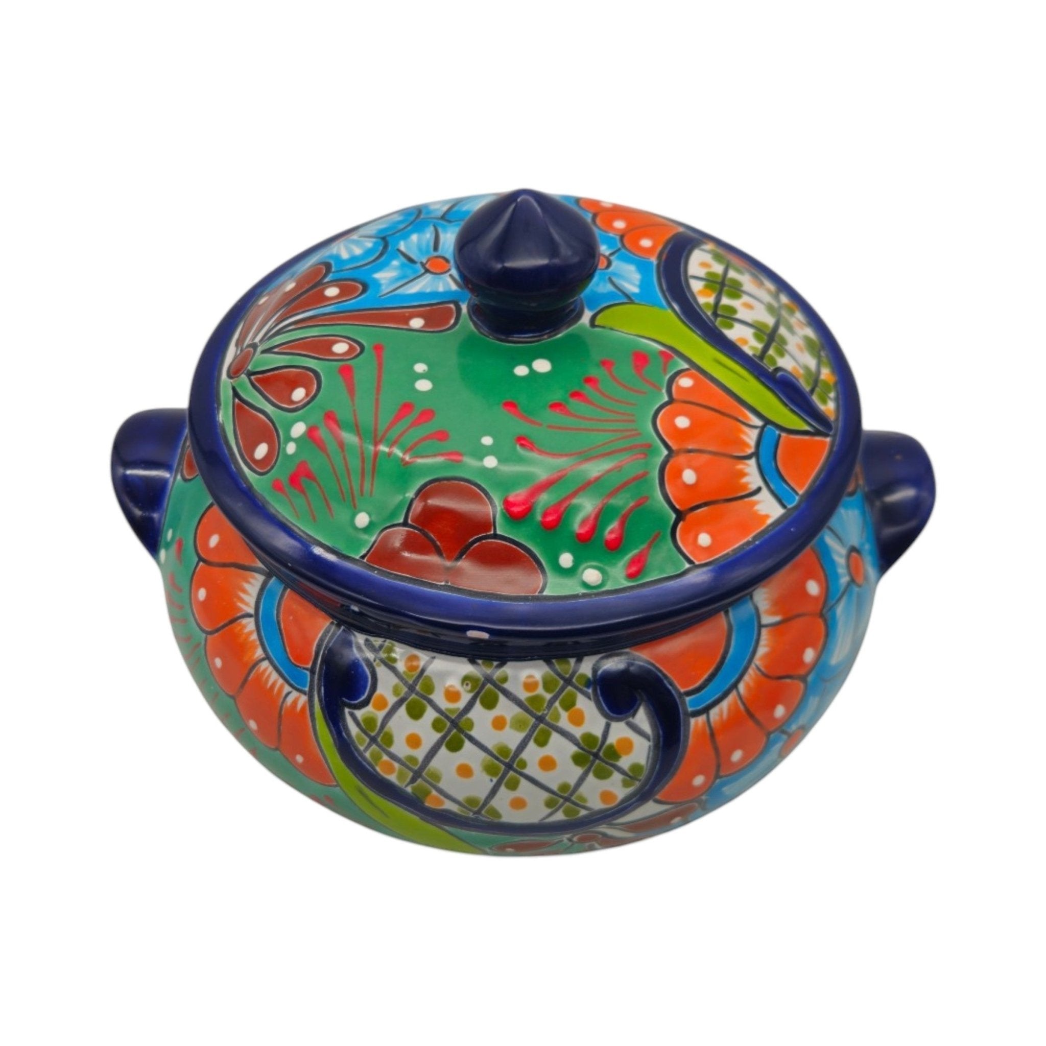 Talavera Cazuela Pot w/ Lid | Mexican Ceramic Soup Pot Talavera Utensil Holder La Vie Bien Talavera Cazuela Pot w/ Lid | Mexican Ceramic Soup Pot