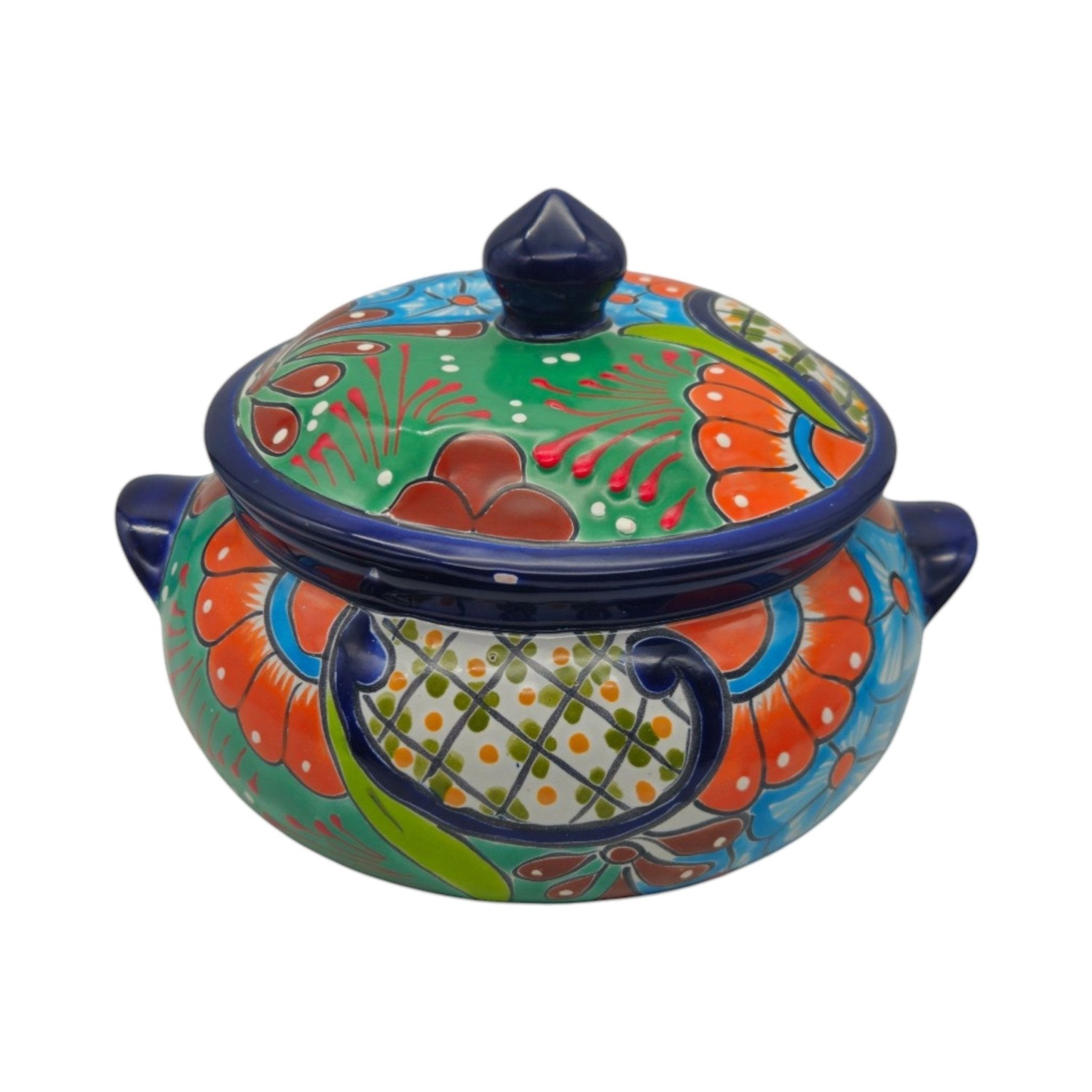 Talavera Cazuela Pot w/ Lid | Mexican Ceramic Soup Pot Talavera Utensil Holder La Vie Bien Talavera Cazuela Pot w/ Lid | Mexican Ceramic Soup Pot