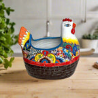Talavera Chicken Planter | Hand-Painted Mexican Ceramic Statue Talavera Planter La Vie Bien Talavera Chicken Planter | Hand-Painted Mexican Ceramic Statue