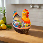 Talavera Chicken Planter | Hand-Painted Mexican Ceramic Statue Talavera Planter La Vie Bien Talavera Chicken Planter | Hand-Painted Mexican Ceramic Statue